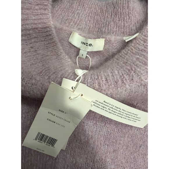 VINCE Women's Pullover Sweater Shirt Purple Lilac Luxury Mohair Size Small NWT - Picture 7 of 7